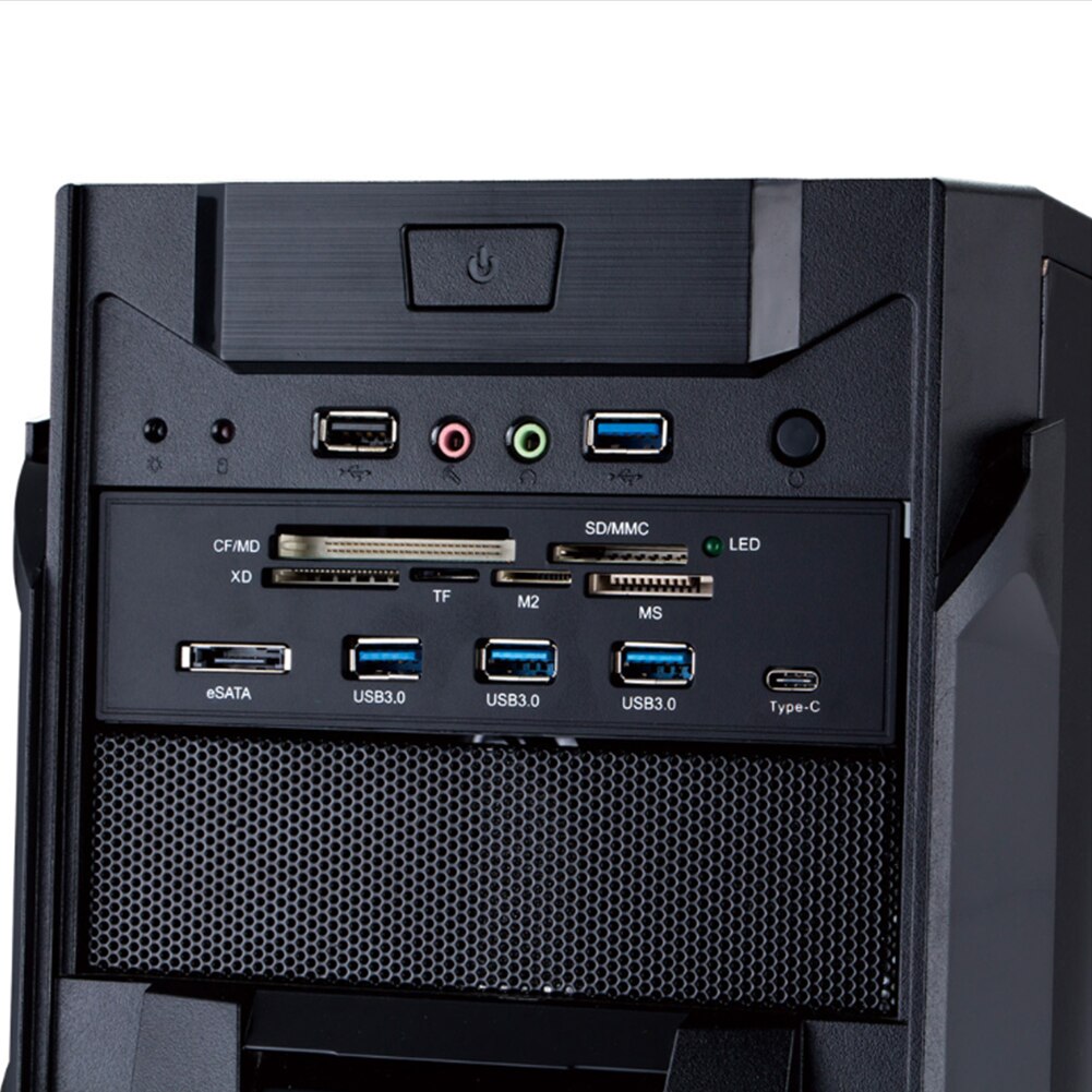 Painel frontal multiportas usb 3.0, leitor de cartão sd, usb 3.0 esata tipo-c md tf, hub usb