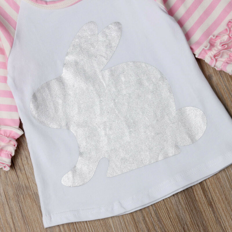 Kids Baby Meisjes Konijn Bunny Ruffle T-shirt Top Dier Kleren Outfit Zomer Mode Zoete Leuke Print Peuter Kind Tops tee