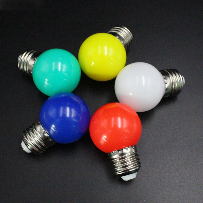E27 led-pærer  - e27 1w pe frostet led-globus farverig hvid / rød / grøn / blå / gul lampe 220v -1 stk