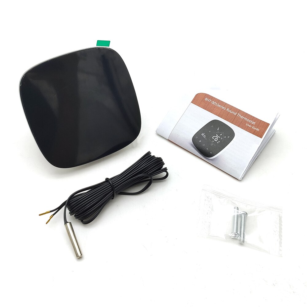 Termostato redondo Wifi, BHT-001 de calefacción, pantalla negra, botón táctil, controlador inteligente de calefacción por suelo radiante, aplicación Tuya