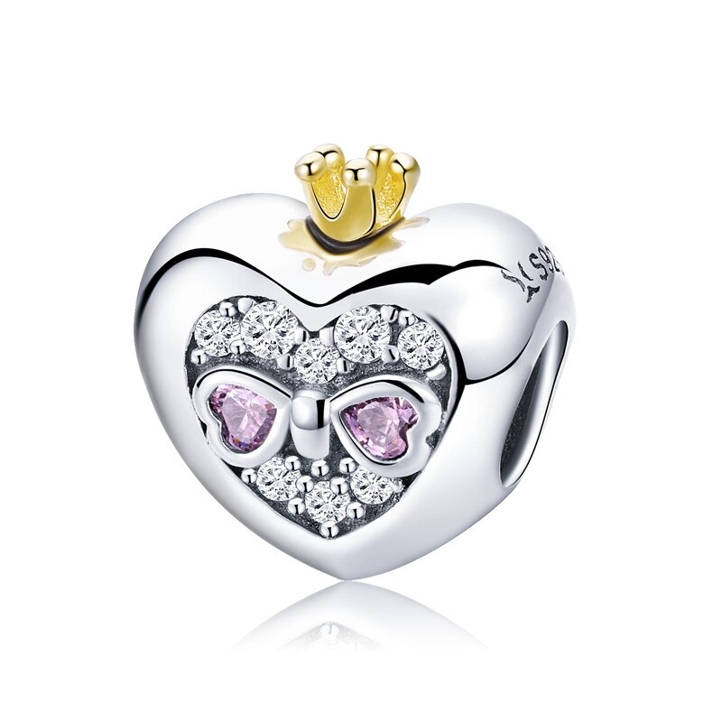 Breloque BISAER en Argent Sterling - Couronne Princesse, Robe, Château - pour Bracelets: Etc. 734