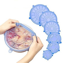 6Pcs Voedsel Wraps Herbruikbare Verse Houden Verzegelde Siliconen Voedsel Cover Groente Fruit Magnetron Afdichting Vacuüm Universele Stretch Deksels