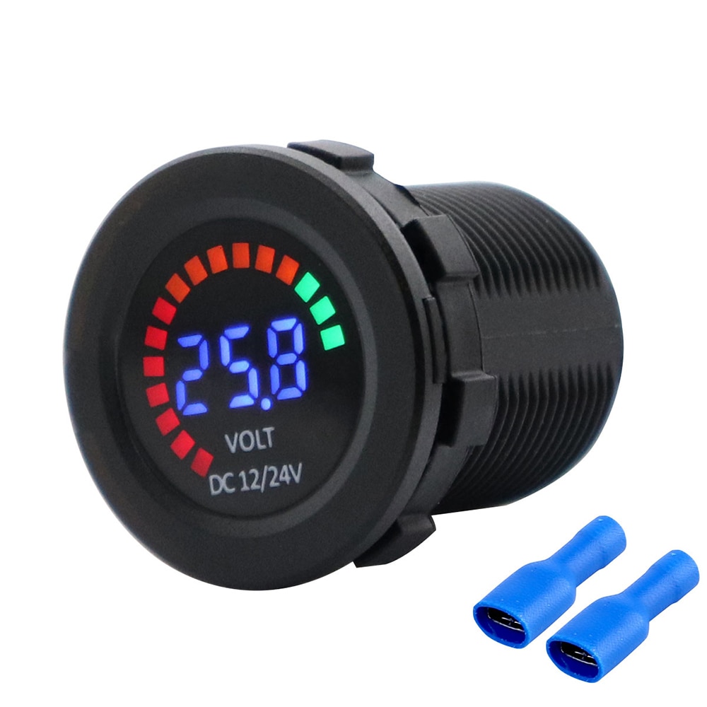 12/24V DC Kleur LED Digitale Display Voltmeter Lage Druk Zoemer Alarm Waterdicht Tester Volt Gauge voor Auto motorfiets Truck