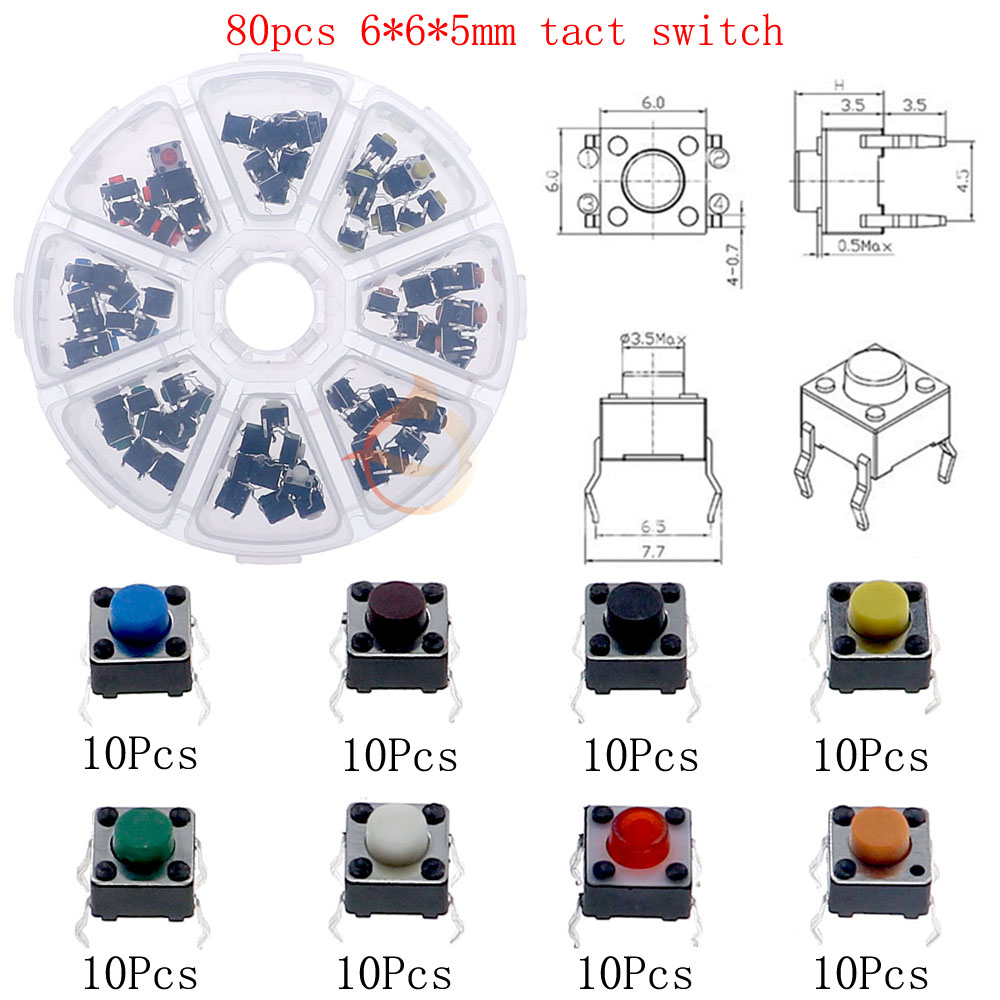 Car Remote Control Keys Button Touch Microswitch DIY Micro Switch Assorted kit Push Button Tact Switches Reset Mini Leaf Switch: black