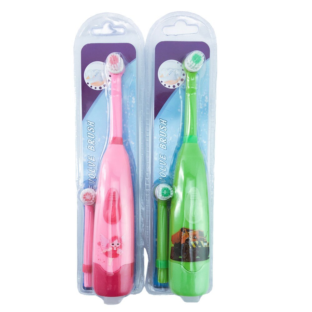 Kids Automatic Electric Toothbrush IPX7 Waterproof Ultrasonic Rotary Tooth Brush with 2 Brush Heads Adult Electric Toothbrush: Pink-Green