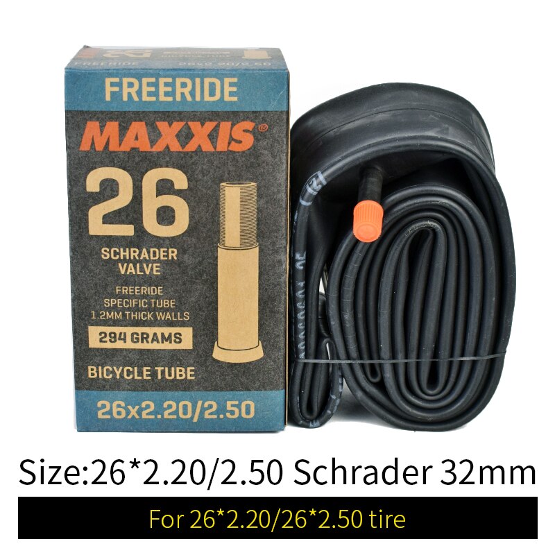 Maxxis 26 freeride kamera dæk 26 x 2.2/2.5 26er mtb cykeldæk indre rør presta / schrader down hill  dh 330g cykeldele: 26 x 2.2-2.5 schrader