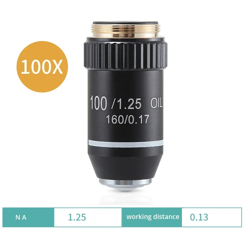 195 objetivo acromático 4X 10X 20X 40X 60X 100X lente objetivo de microscopio de RMS 20,2mm piezas de objetivo óptico: Blanco