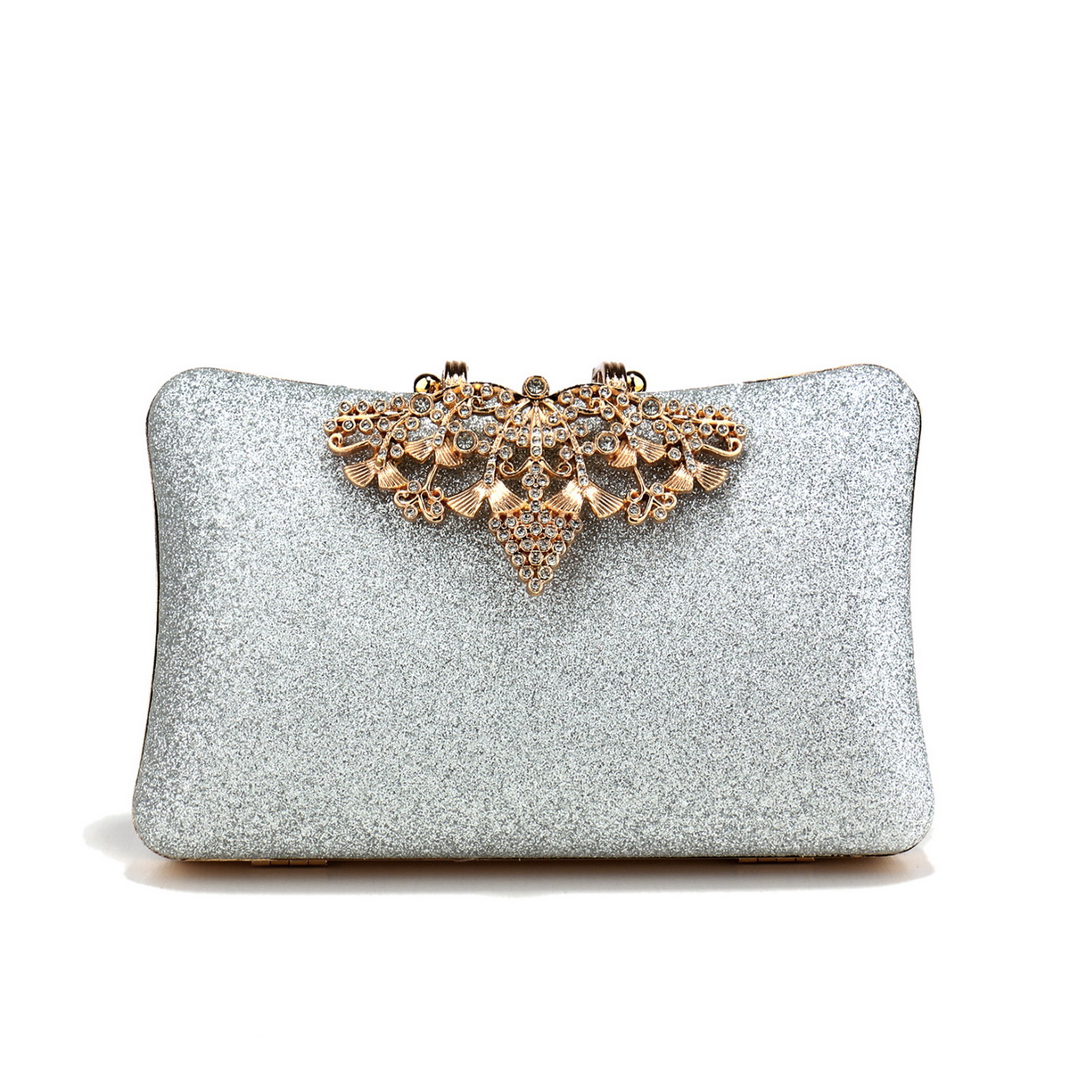 Gouden metalen ketting clutch diamanten lovertjes avondtassen glanzende casual glitter dameshandtassen zilveren clutch: Army Green