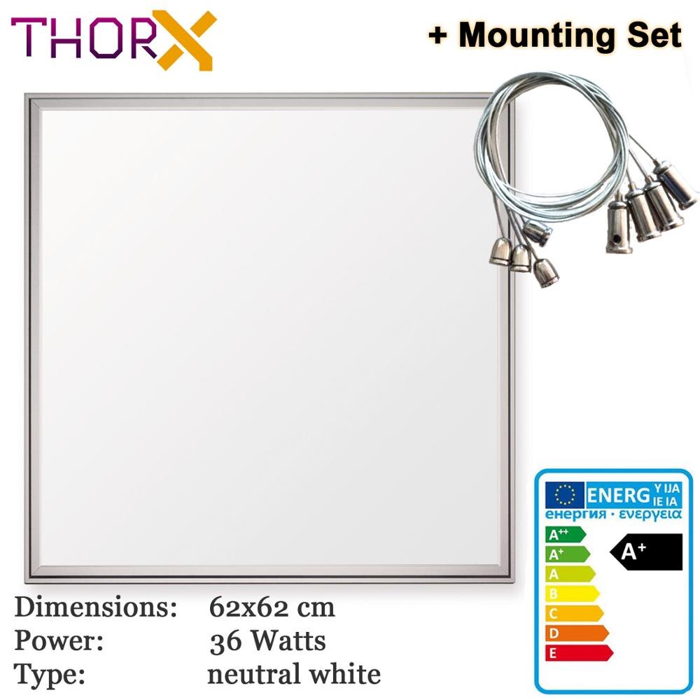 ThorX 62x62 cm Ultraslim LED Panel - 36 W, 3000 Lm with led driver 100-240V, cool/warm/neutral Japan Korea fast: Neutrl 62x62 and Set / 36W Dimmable