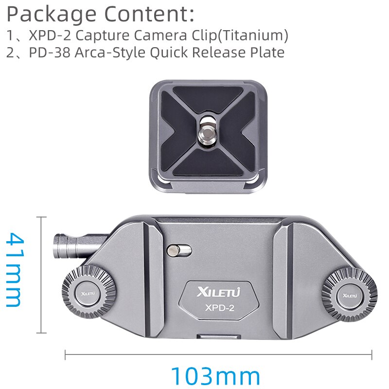 XILETU Capture Camera Clip Camera Belt Holster Mount Waist Clip Holder Hanger 1/4 Inch Screw Quick Release Plate for Camera DV: XPD2PD38Titanium