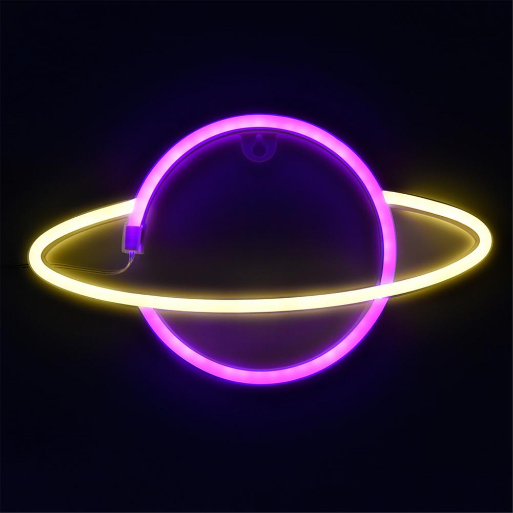 LED Neon Lamp Elliptical planet Shaped Sign Neon Light Battery Powered Home Decorative Wall Light Party Room Lighting: d