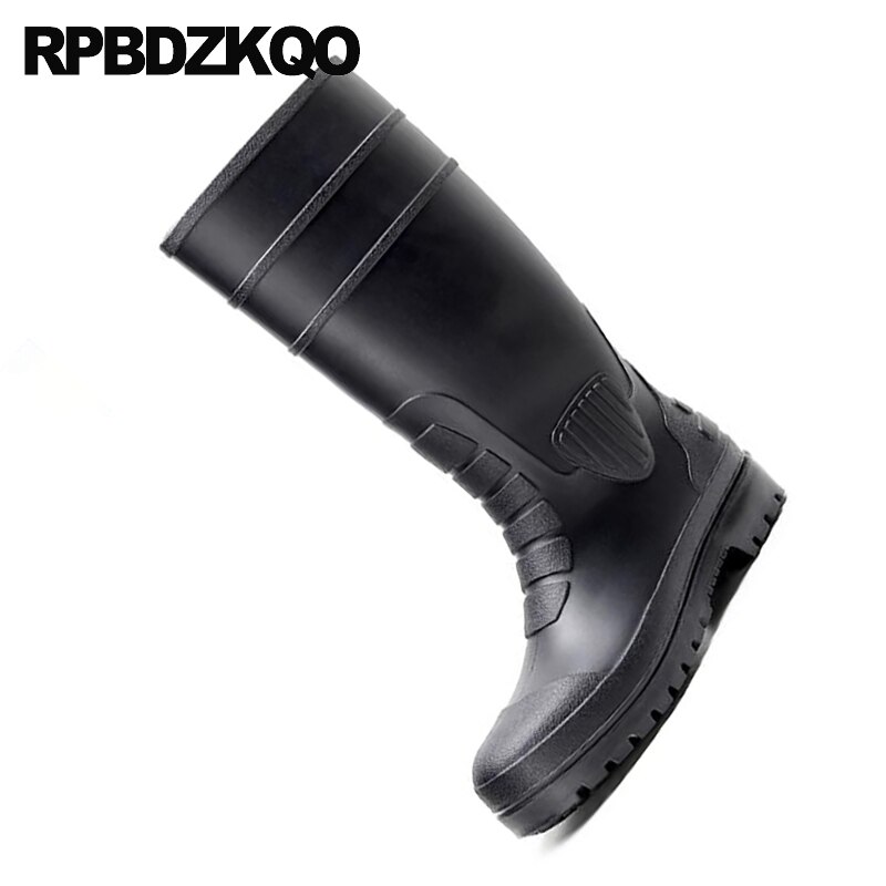 knee high shoes fall slip on mens rubber rain boots rainboots black non cheap autumn plus size tall waterproof