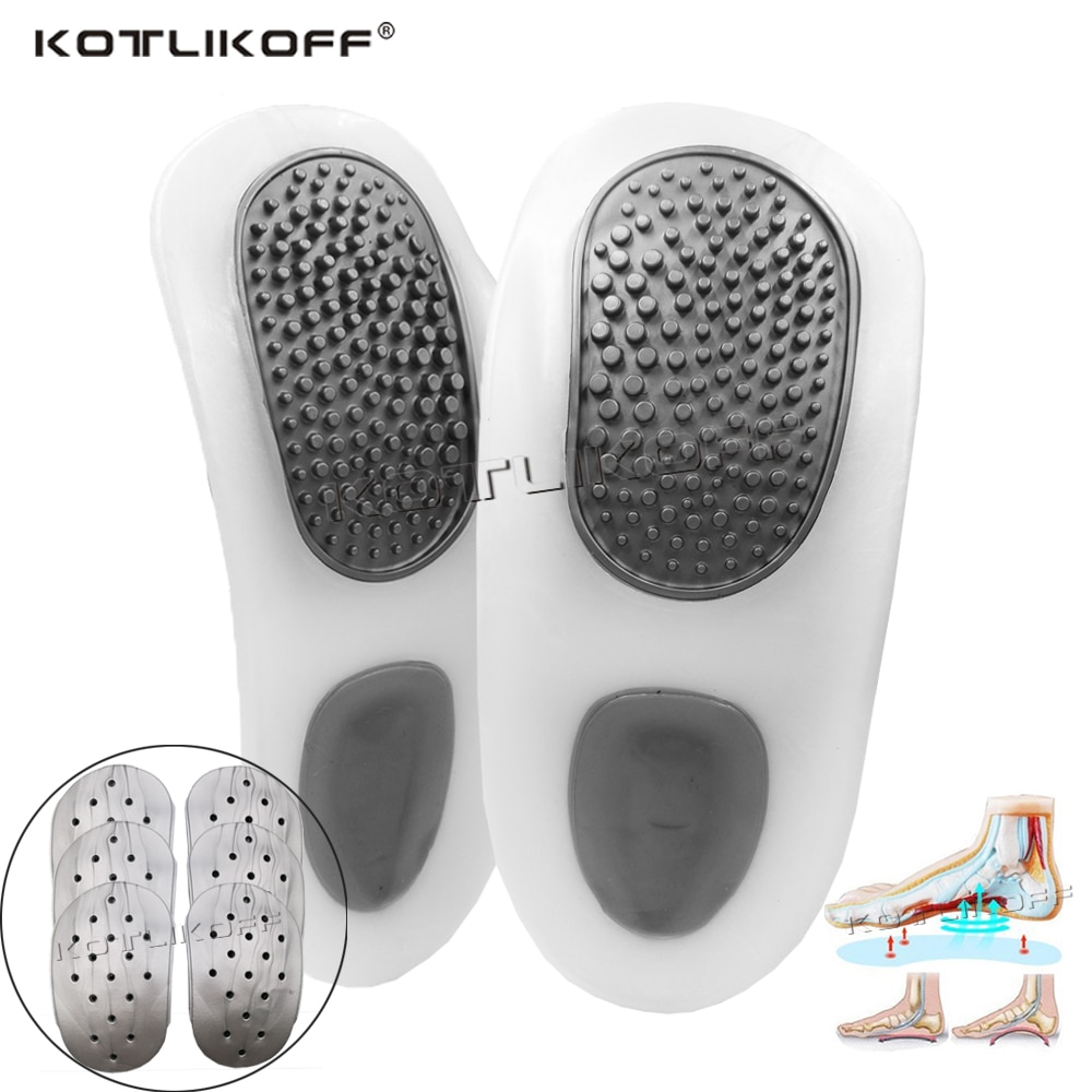 1 Pair practical durable flat feet knock knees plantar orthotics inserts breathable arch support insoles with 8 correction pads