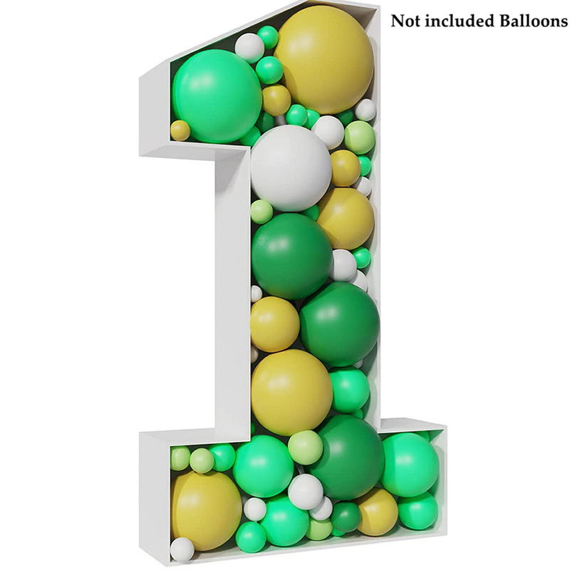 Gør-det-selv 73cm store tal ballon påfyldningsboks ballon stativ fødselsdagsfest dekoration jubilæum baby shower ballon nummer box ramme: 1