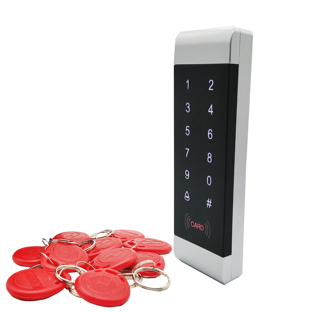 Touch Keypad Proximity 125khz RFID Card Door Lock Access Control System for Narrow Door Frame: Red Keyfobs