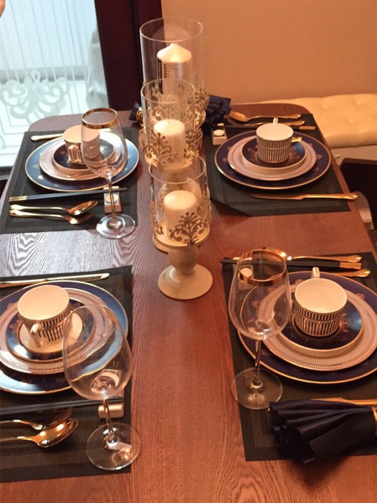 Striped high-grade dishes tableware neoclassical Phnom Penh Western Dish Set Ceramic steak flat plate household dish