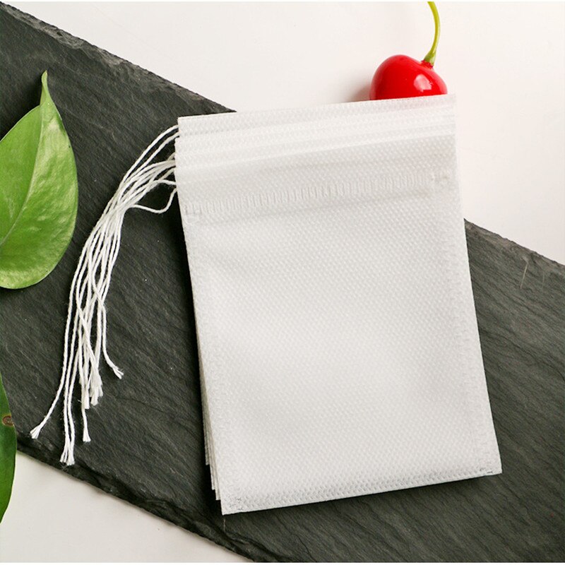 100 Pieces Disposable Tea Bag Drawstring Tea Filter Bags Empty Filter Cotton Bag for Loose Tea