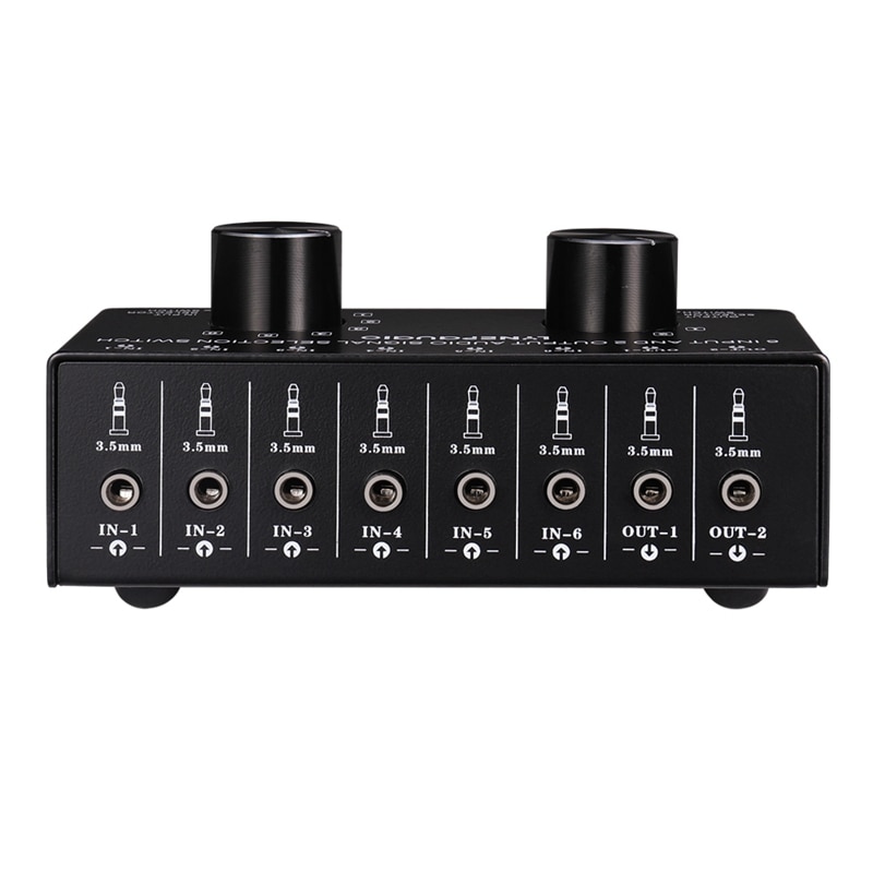 Switcher 6 in 2 Out or 2 in 6 Headphone Speaker Switch Out Stereo Sound Source Signal Selection Switch, Interface with 3.5mm Des