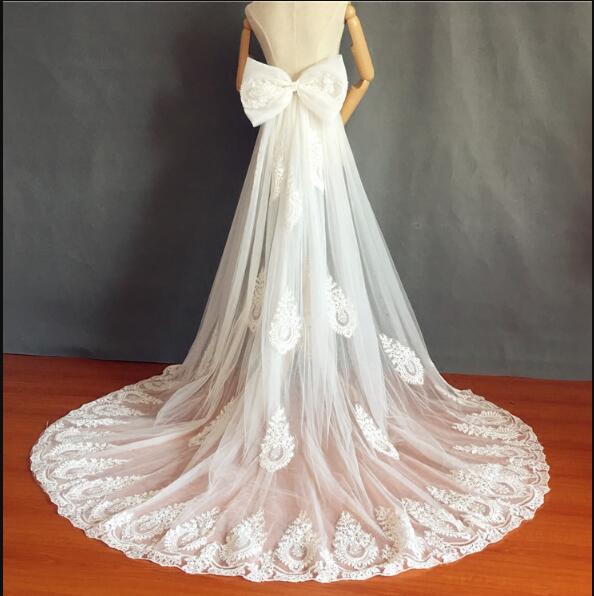 Wedding Dress Detachable Bridal Skirt Lace Tail with Bow Bridal Dress removable skirt Detachable train tulle skirt