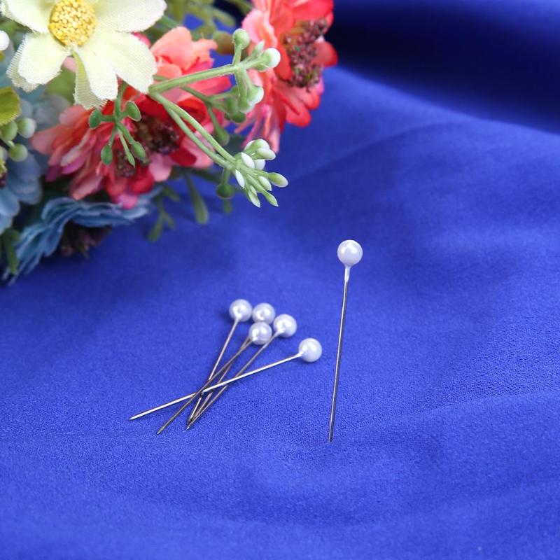 Agujas de coser con cabeza de perla redonda, alfileres de punto, accesorios de ramillete de novia, perfecto para costura artesanal, herramientas de ropa, 100 Uds.
