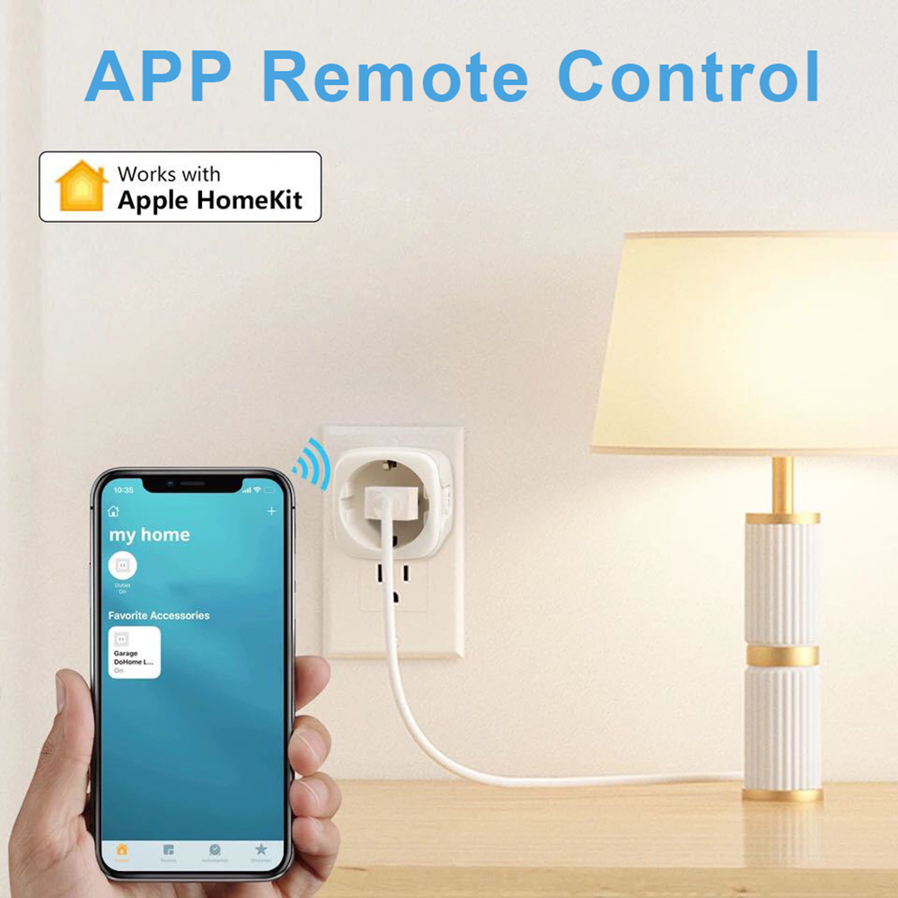20A Matter EU toma de electrodomésticos Mini adaptador de enchufe inteligente Control de aplicación funciona con HomeKit Siri Alexa Google WiFi enchufe inteligente