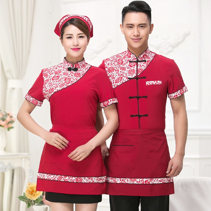 Mannen Vrouwen Hotel Werk Uniform Zomer Vrouwelijke Westerse Restaurant Ober Uniform Korte Mouwen Serveerster Uniform Bar Overalls