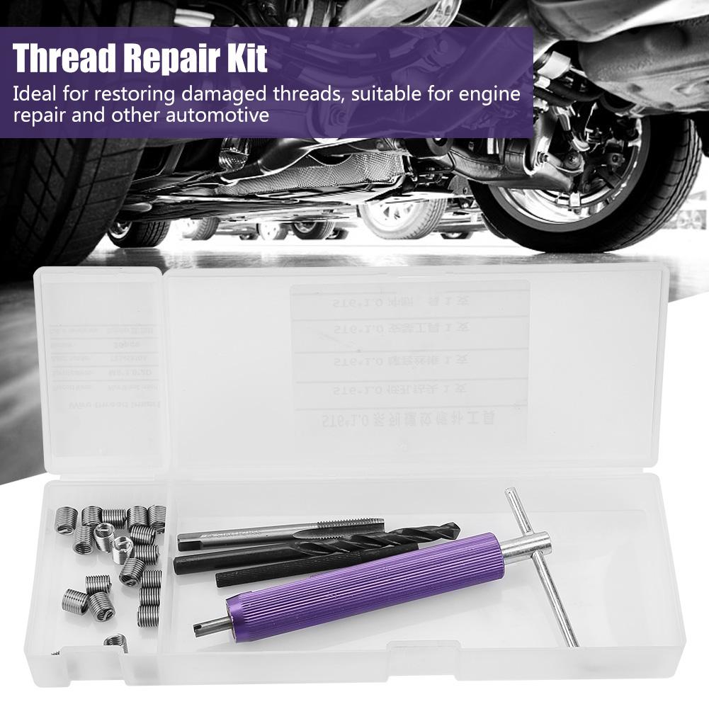 Car Thread Repair Kit 20Pc M6*1.0*2d Thread Inserts & Drill Tap Set Car Engine Block Restoring Damaged thread repair insert tool