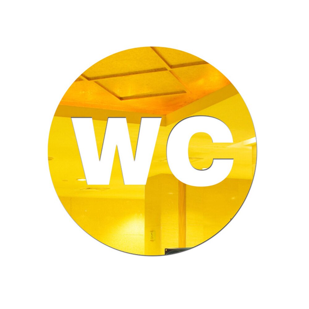 Wc / toalett spegel klistermärke dörrskylt avtagbar väggdekal akryl hem badrum dekoration espelho adesivo: Guld-