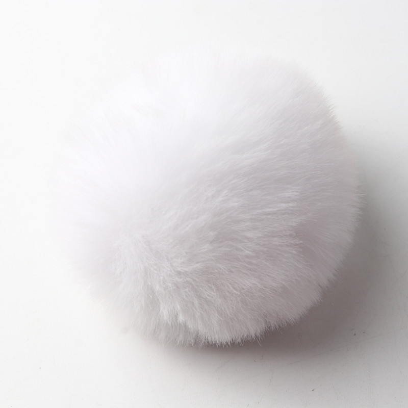 10 stuks 8 cm effen Rex konijn pompom sleutelhanger tas diy handgemaakte materialen en detailhandel kleuren ondersteunen mix en match: WHITE
