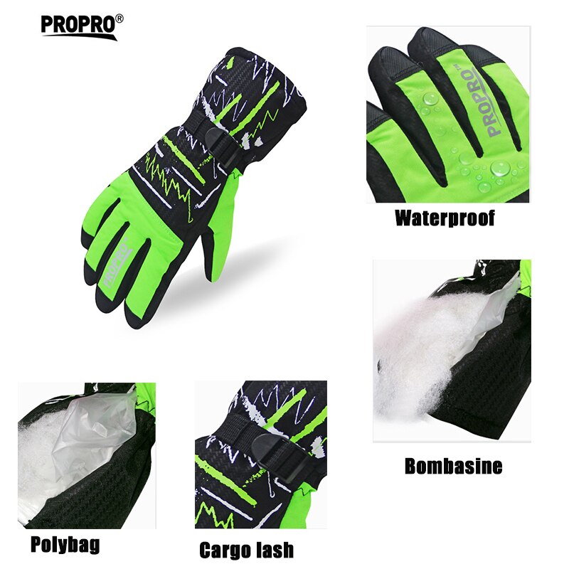 PROPRO zimowe rękawice narciarskie Snowboard polar wodoodporna skuter rękawice do jazdy na motorze rękawiczki śnieżne Unisex