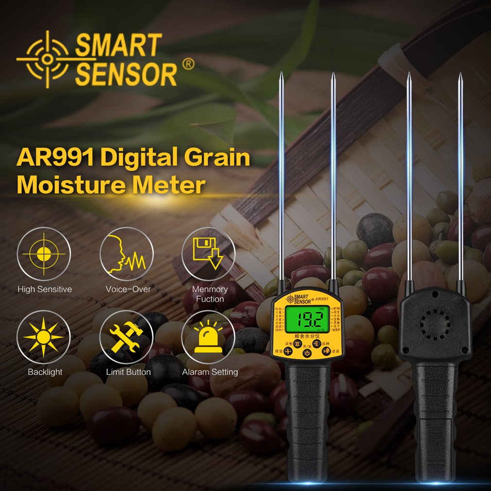 AR991 Digital Grain Moisture Meter for Corn Wheat Rice Bean Peanut Grain Measurement Moisture Tester