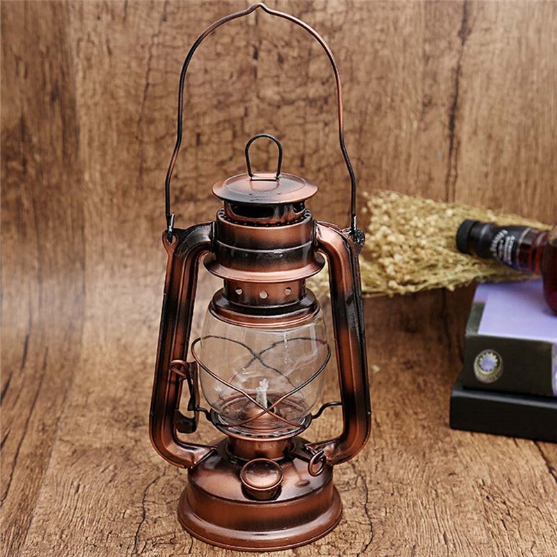 Retro stil bærbar belysning petroleumslampe metal camping lys udendørs camping telt lampe husstand nødlampe