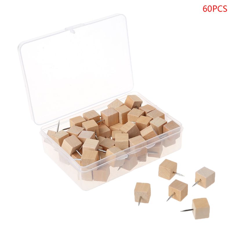 Wooden Thumbtack Board Pins Pushpins Drawing Photo Wall Studs Nail Office School Supplies: C