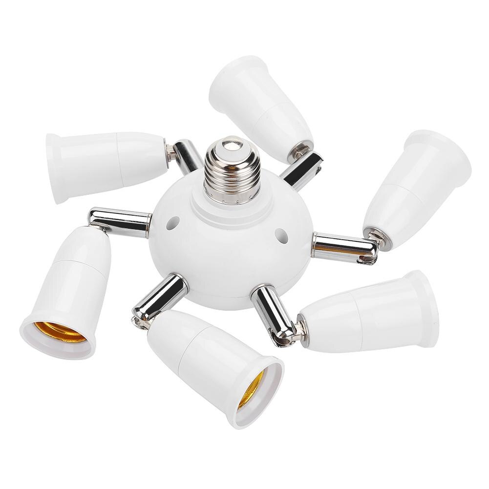 7 i 1 justerbar  e27 splitter 5/7 hoveder lampe base forlænget led pærer fatning splitter holder adapter konverter fatning