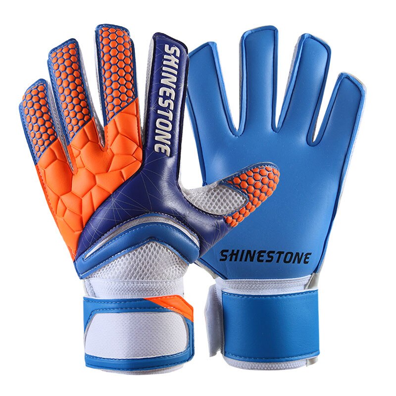 Männer Jungen Latex rutschfeste Torwarthandschuhe Professionelle Fußball Torwarthandschuhe Fingerschutz Fußball Atmungsaktive Handschuhe: Black / S