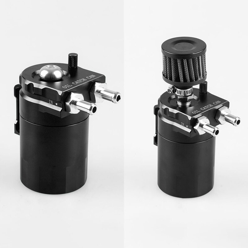 Oil Catch Can Air Breather Tank Filter Baffled Universal Black