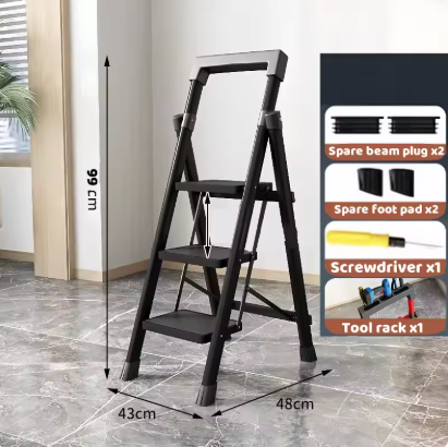 Carbon Steel Folding Ladder Multifunction Ladder 3/4 Step Ladders Kitchen Stairs Portable Step Stool Platform Ladder: PURPLE