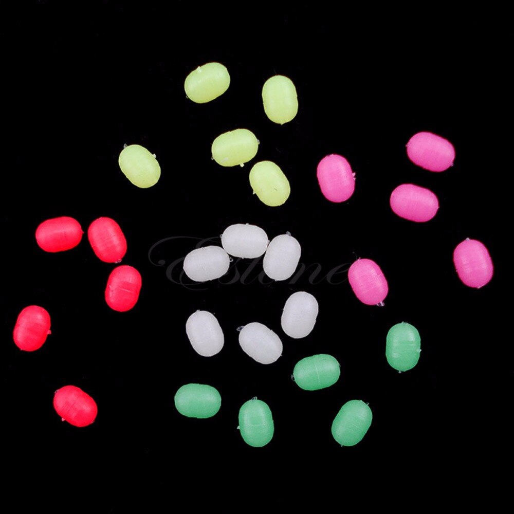 100Pcs Oval Luminous Fishing Lures Fishing Beads Sea Hard Floating Float Tackles 6 Colors: 6