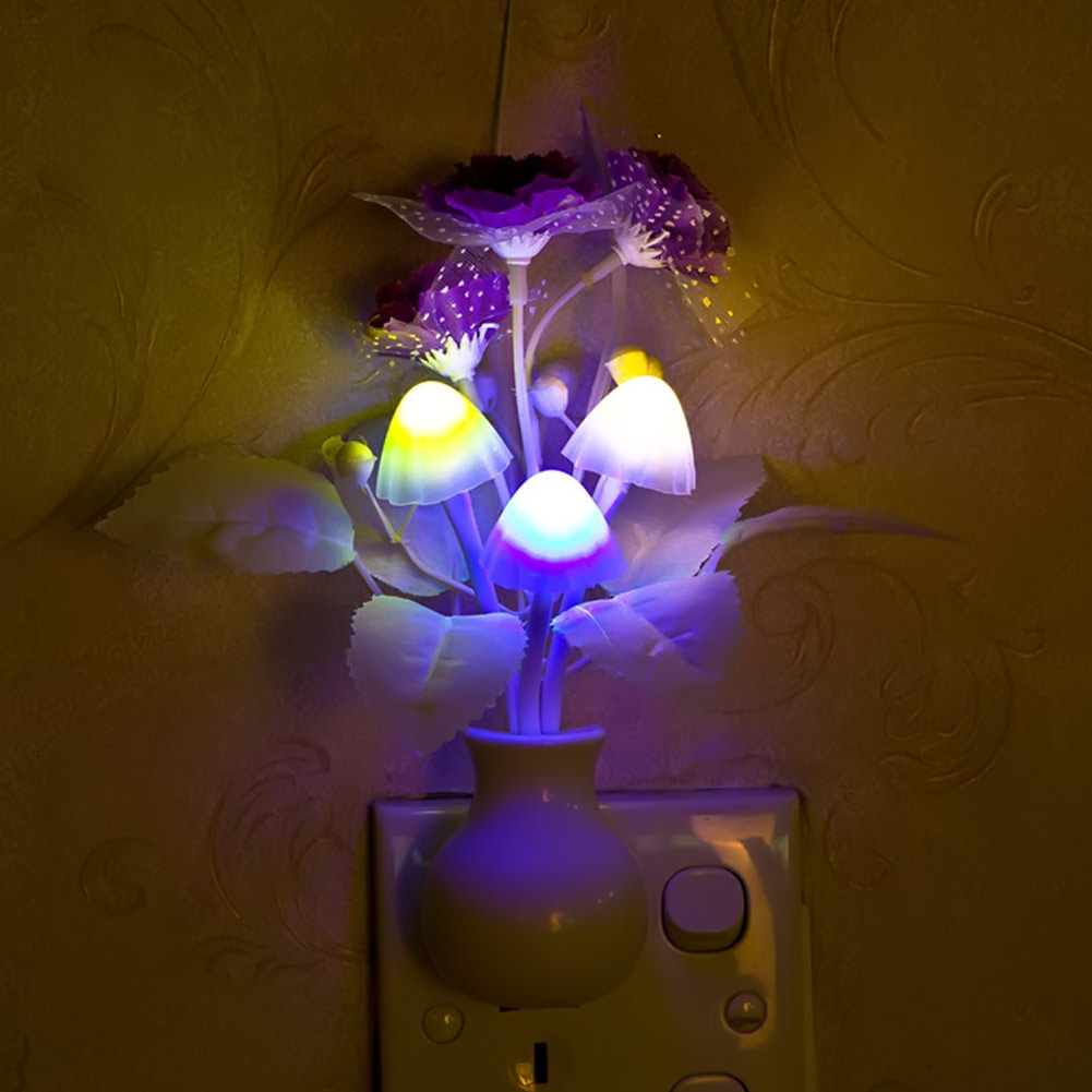 Mooie Kleurrijke LED Lila Nachtlampje Lamp Paddestoel Romantische Lila Night Verlichting Voor Thuis Art Decor Verlichting US/EU plug