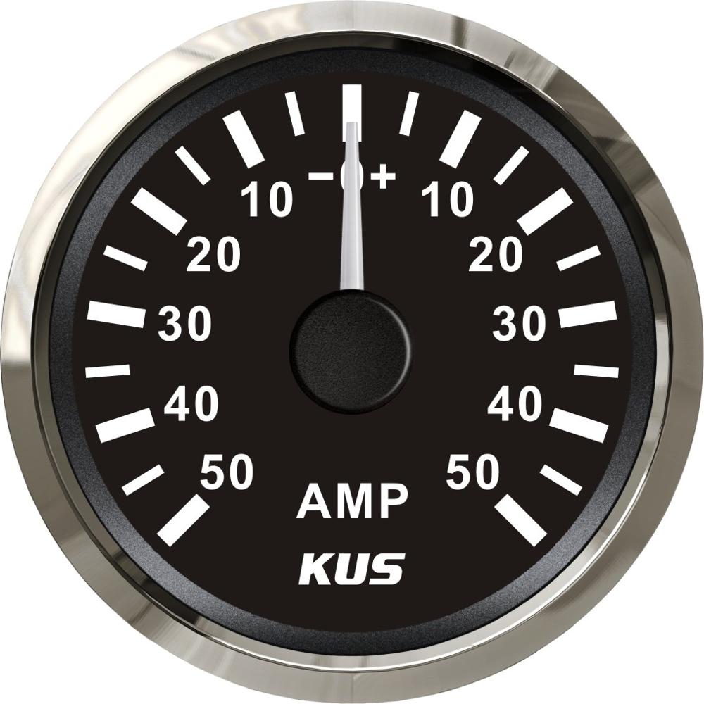 KUS 52mm Waterproof Ampere Gauge Ammeter AMP Meter 50A with Current Sensor 12V/24V with Backlight for Car Boat