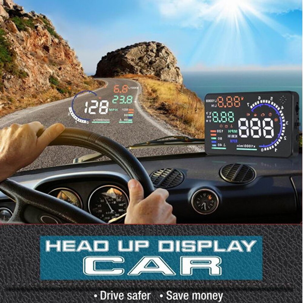OBD2 HUD Car Head Up Display 5.5" LED Windscreen Projector OBD Scanner Speed Fuel Warning Alarm Data Diagnostic Tool PK D2000