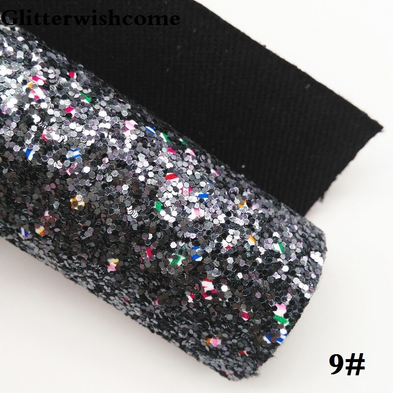 Glitterwishcome 21X29CM A4 Size Synthetisch Leer, Chunky Glitter Leer, faux PU Leer stof Vinyl voor Bows, GM037A: 9