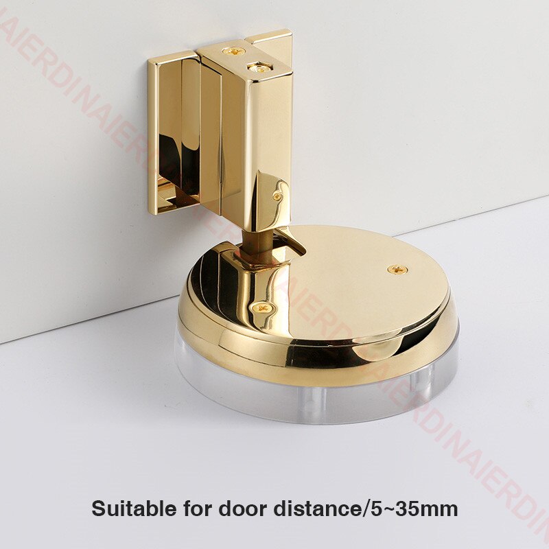 NAIERDI Windproof Mechanical Self-Locking Door Stopper With Adjustable Height Hidden Mounting Heavy Duty Door Stop Hardware: Heighten Gold