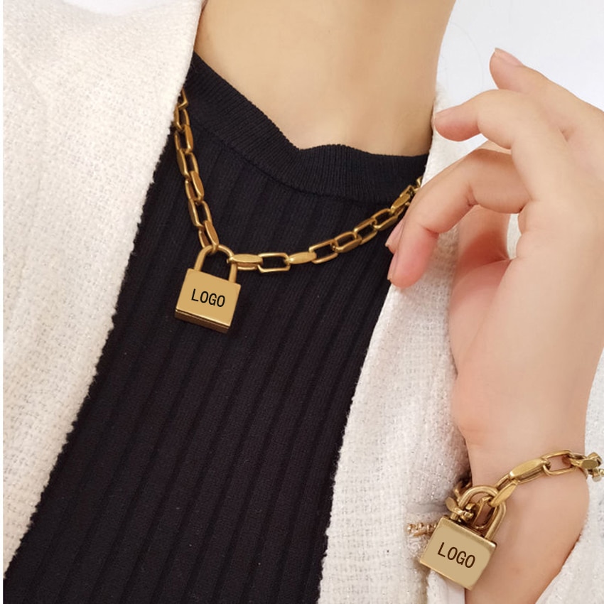 lock necklace European and American charm woman personality necklace jewelry Christmas