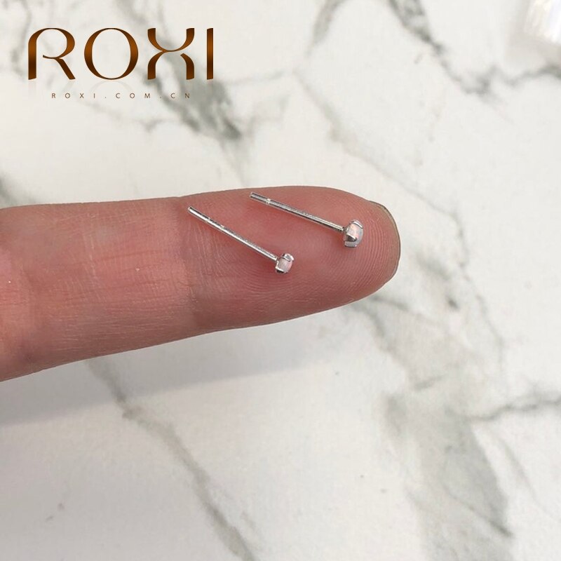 Roxi 3 stk mini runde opal stud øreringe til kvinder bryllupsfest brincos simple 925 sterling sølv brusk ørering 2/2.5/3mm