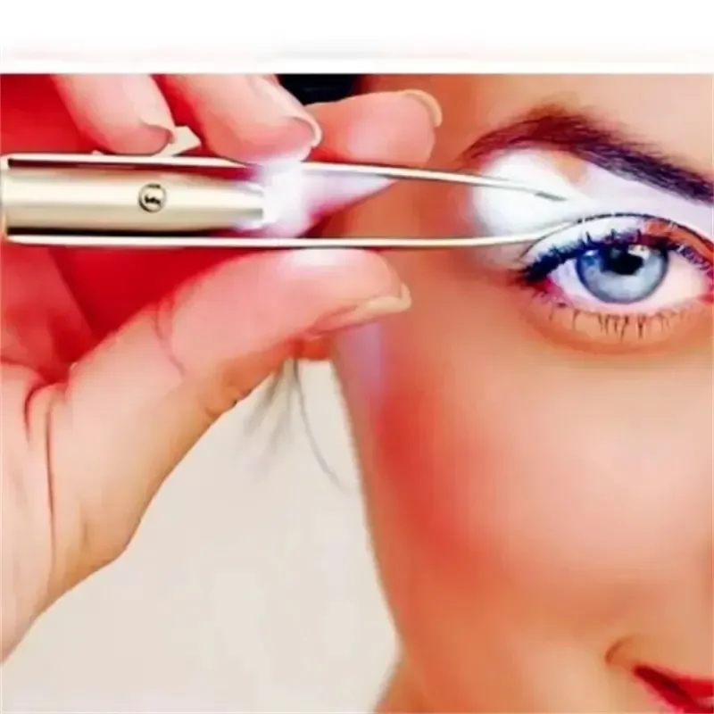 Met LED-lampclip Wenkbrauwpincet Make-up Schoonheidstools Ontharingsklem Minilicht Delicaat trimmen