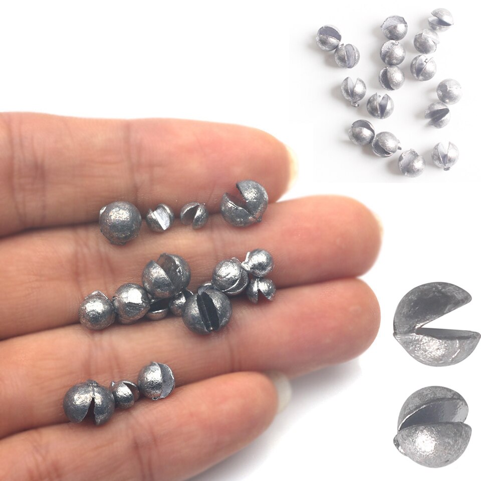 Plomos de plomo de 50/100 piezas, pesas de pesca de plomo de 0,2-2,1g, 11 tamaños, plomada, aparejos auxiliares