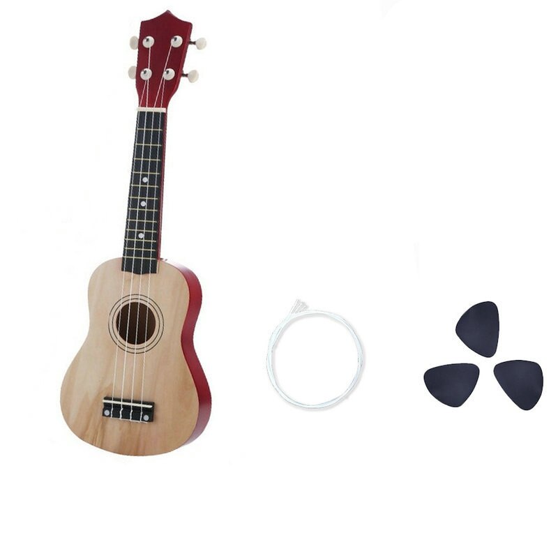 Ukelele de madera para principiantes, 21 pulgadas, con cuerdas de selección, Kit de iniciación para niños, instrumentos musicales, ukelele educativo de tilo