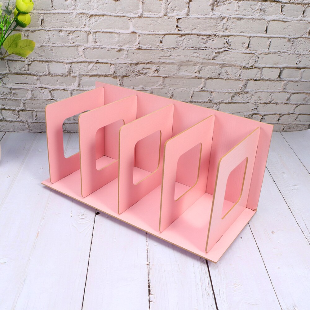 DIY Wooden Bookends Nonskid Heavy Duty Book Ends Supports Home Storage Rack for Books DVDs Magazines (Black): Pink