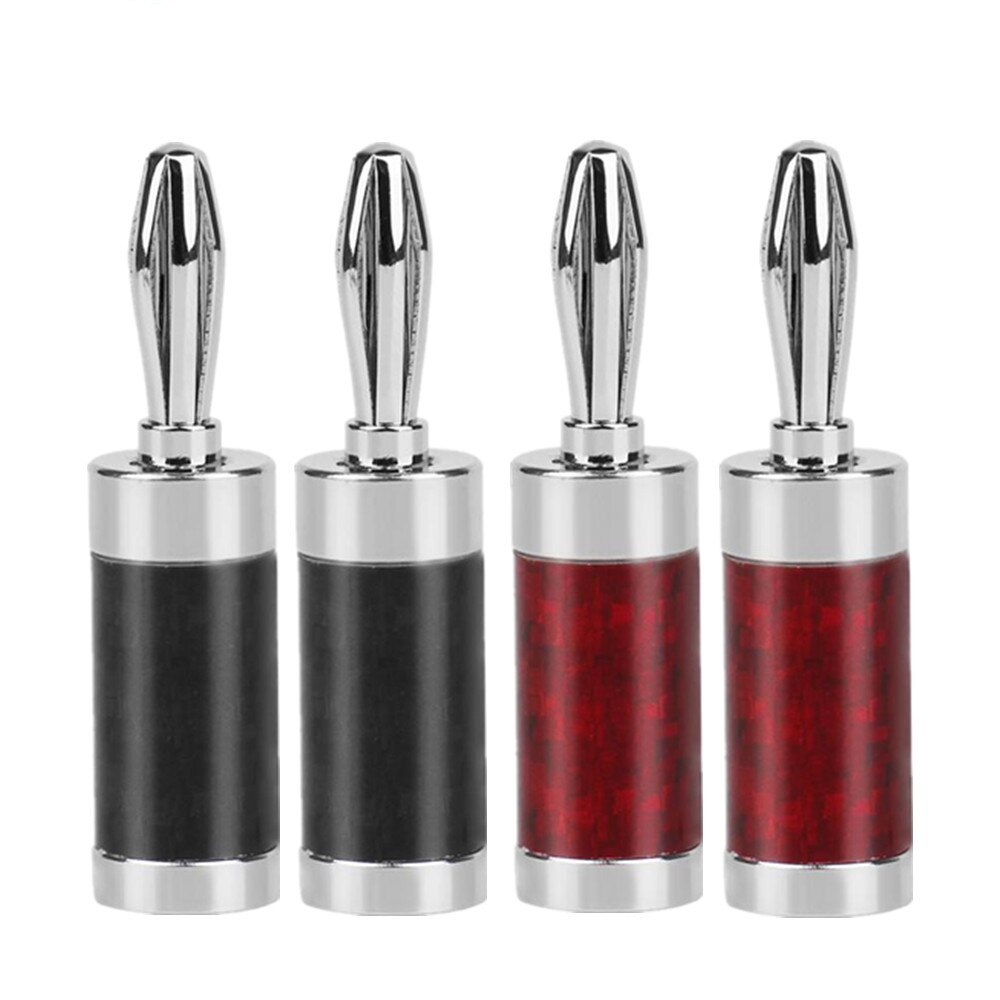 4pcs HIFI Banana Plug Male Audio Connector 8mm Screw Rhodium Plated Carbon Fiber Plugs Speaker Terminal Banana Jack Adapter DIY: Red And Black / 20pcs
